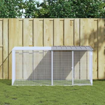 vidaXL Chicken Coop with Roof Light Grey 203x98x90 cm Galvanised Steel