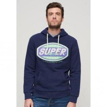 Sudadera con capucha Superdry Gasoline Workwear gráfica marino, azul, verde y lila para hombre - Talla S