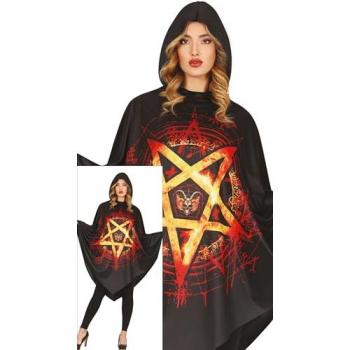 Disfraz de Poncho Diabólico para Mujer con Estampado de Pentagrama