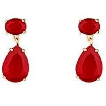 Córdoba Jewels | Pendientes en plata de ley 925 bañada en oro con piedra semipreciosa con diseño Elegant Rubí Gold