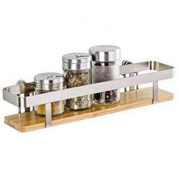 WENKO Estante especiero Premium - Gewürzständer, Metal niquelado, 30 x 5.5 x 7 cm, Plata mate
