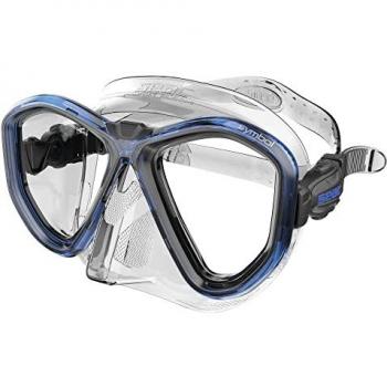 Máscara de Buceo SEAC Symbol Clear, Made in Italy, con dos lentes, hebilla 3D en la falda, unisex adulto, color transparente/azul