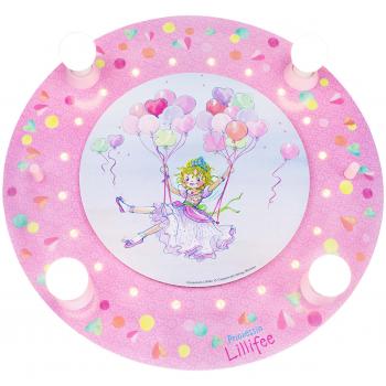 Lámpara de Techo LED Princesa Lillifee, Redonda, 4x E14, 20 LEDs, Rosa