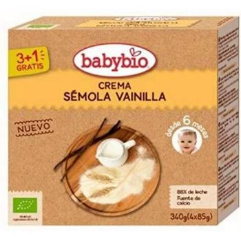 Babybio Postre Crema de Sémola y Vainilla ecológico 4x85 gramos