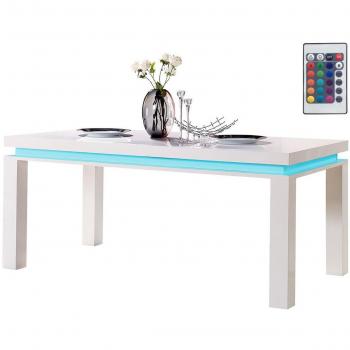 Mesa comedor LED "Anna" 180 x 90 x 77 cm Blanco