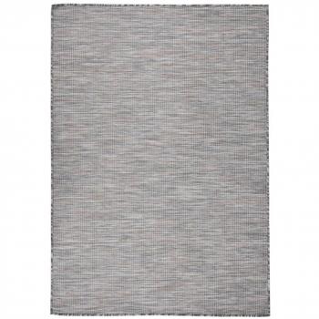 Alfombra de exterior plana marrón y azul 140x200 cm