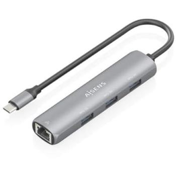 Dock USB-C a Ethernet Gigabit con Hub 3xUSB-A AISENS Gris 15cm