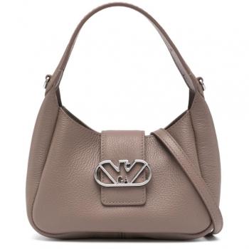 Emporio Armani Women's Grained Leather Shoulder Bag in Dove Grey, Size UNI, Y3E235YWQ9X80100