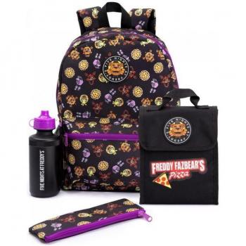 Conjunto de mochila Five Nights At Freddys, tipo: mochila, características: diseño negro y púrpura, tamaño único