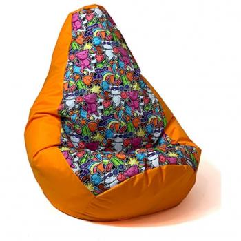 Bolso Puf Estampado Pera Naranja XL 130 x 90 cm
