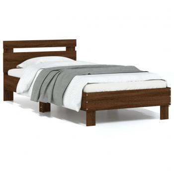 Cama con cabecero de madera de ingeniería marrón roble 90x190 cm Vidaxl