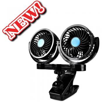 Doble cabeza 12 V coche eléctrico ventilador, Afterpartz hx-02 360 grado giratorio para coche Auto aire de refrigeración termostato ventilador de camión SUV RV barco Auto Vehículos