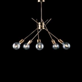 Plafón Industrial Moderno de Hierro Cepillado Bronce 5 Luces E27 56x53 cm