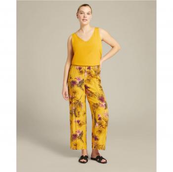 Pantalón recto de mujer cropped con estampado