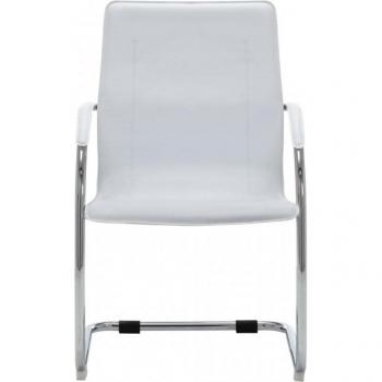 Silla de Oficina Voladiza de Cuero Sintético Blanco