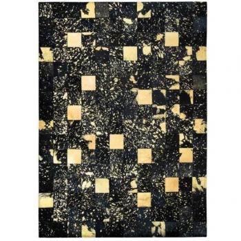 Alfombra de cuero reciclado PREMIUM GOLD LEATHER 120 x 170 cm Negro/Dorado