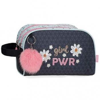 Neceser Enso Girl Power Doble Compartimento, 26x16x11 cm, Azul