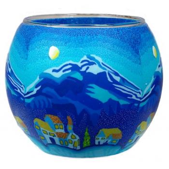 HIM Mountains Winternight - Portavelas candelabros de cristal, 9 x 11 cm, color multicolor
