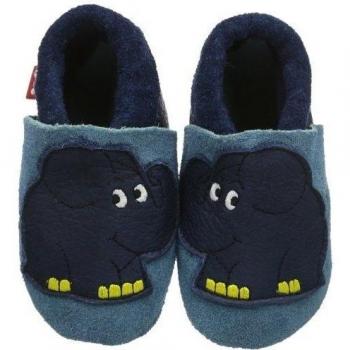Pololo Elefant 1-24-715 - Zapatillas de casa de cuero para niños, color azul, talla 26/27