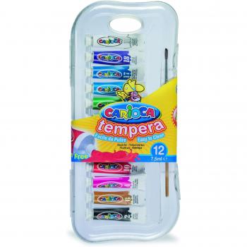 Set de Temperas Carioca 12 Colores Vivos en Tubo de 7,5 ml