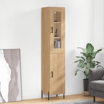 Aparador de madera contrachapada roble Sonoma 34,5x34x180 cm Marrón