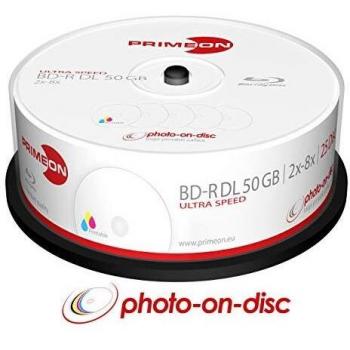 Discos Blu-ray BD-R DL 50GB 8x imprimibles - Paquete de 25 unidades