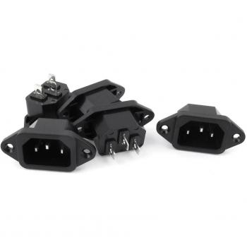 sourcing map AC 250V 10A IEC 320 C14 Enchufe 3 Terminales Enchufe De Entrada 5pcs