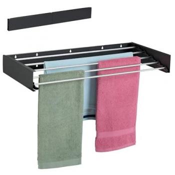 Tendedero de Pared Plegable Relaxdays, 15x80x40 cm, Ahorra Espacio, Interior y Exterior, Negro