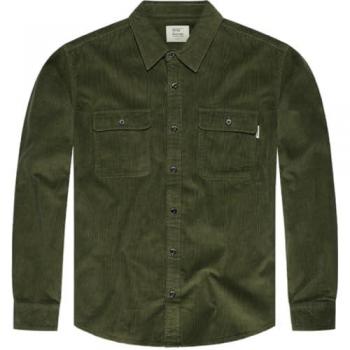Camisa de Manga Larga Vintage Industries Brix para Hombre en Verde, Talla S, 100% algodón, Corte Regular