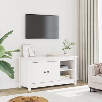 Mueble de TV de madera maciza de pino blanco 103x36,5x52 cm