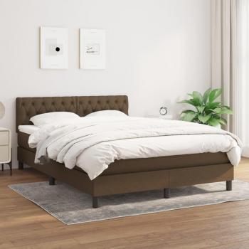 Cama box spring suave con colchón de tela marrón oscuro 140x190 cm