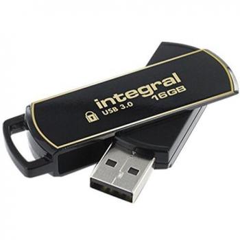 Integral INFD16GB360SEC3.0 360 Secure 16 GB USB 3.0 Flash Drive with 256 Bit Encryption Software, Black