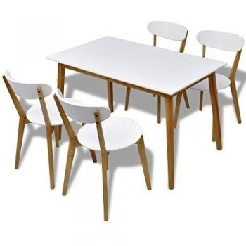 vidaXL Set de Comedor de 5 Piezas MDF y Madera de Abedul