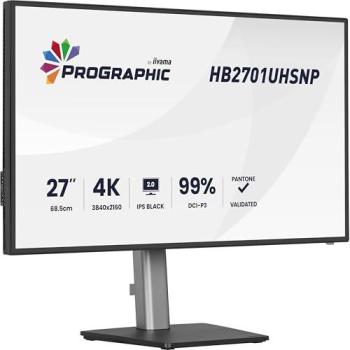 Monitor iiyama ProGraphic HB2701UHSNP-B1 27 4K UHD IPS con USB-C, DCI-P3 99%, sRGB 100%, altavoces y contraste 3000:1