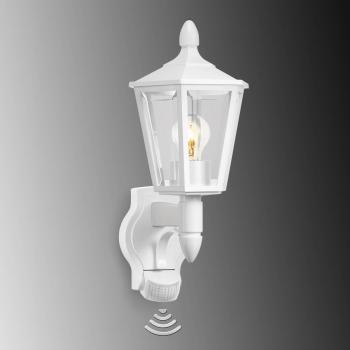 Lámpara de exterior Steinel L 15 S blanca con sensor de movimiento 180°, E27, 60 W, IP44