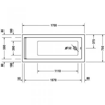 Duravit 700335000000000 Bañera Starck, 1700x750mm, Empotrar o Faldón, Acrílico Blanco