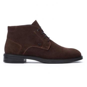 Botines de hombre Martinelli de piel con plantilla acolchada y extraíble, botas de piel, ante, antelina, serraje, tacón bajo de 3cm, cordones, suela de goma, clásica para caballero