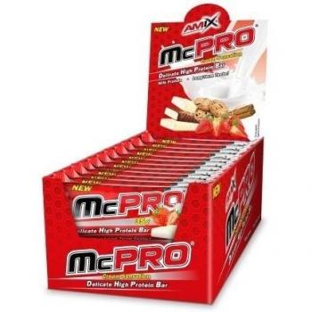AMIX - Barritas de Proteína McPro - 24 x 35 g - Aumenta la Energía y Conserva la Masa Muscular - Snack Saludable con Alto Contenido en Proteínas - Sabor Fresa y Yogurt