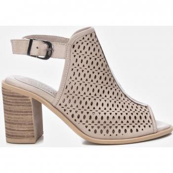 Sandalias de tacón Carmela para mujer en piel con cierre de hebilla y diseño abotinado