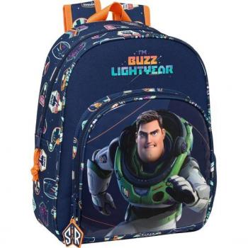 Mochila Escolar con Adaptador para Carro Buzz Lightyear Azul Marino 28x34x10cm Safta
