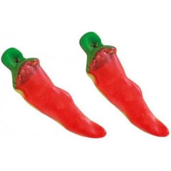 Vidal Rellenolas Chiles Picantes - Gominolas Rellenas Sin Gluten y Sin Grasa - Bandeja de 75 Unidades - Variedad de Formas (Besos, Fresas, Calaveras, Ojos
