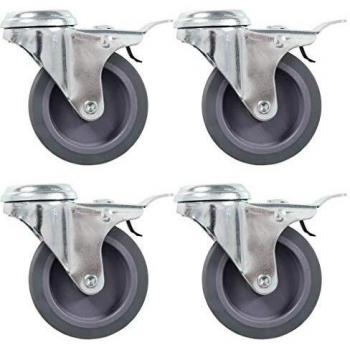 vidaXL 16x Ruedas Giratorias Agujero Pasador Frenos Dobles Diámetro 75mm Brico Muebles Bancos Trabajo Carritos Estanterías Resistencia Golpes Suaves