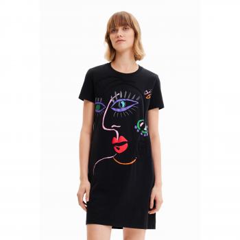 Vestido camiseta cara Arty negro VEST_MALUA