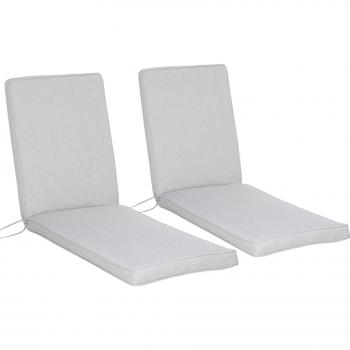 Cojines para Tumbona de Exterior 183x55x7 cm Desenfundables Lavables y Acolchados Almohadillas de Algodón Gris