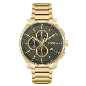 Hugo Boss Men's Gold Chronograph Watch with Matte Multi-Layer Dial