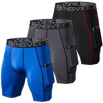 ZENGVEE 3 Piezas Pantalones Cortos Hombre Deporte de Secado Rápido para Running Hombres Deporte para Gym, Yoga, Running