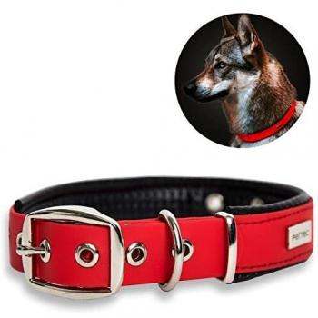 PetTec Trioflex Collar para Perros - para Cachorros Pequeños, Medianos y Grandes - Acolchados para Perros Grandes - Fuerte e Impermeable - Trenza Textil, Costura Reforzada, Hebilla Doble - Rojo