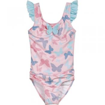 Playshoes Girls' UV Protection One-Piece Swimsuit, Pink Butterflies
