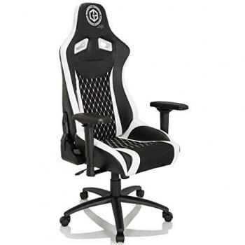 Silla Gaming GAMEBREAKER SX 04 - Tela y Cuero Sintético Negro y Blanco, con Apoyabrazos y Diseño Ergonómico
