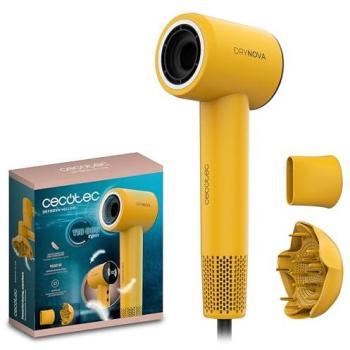 Secador de Pelo Cecotec DryNova Yellow Sun 1600W Compacto y Ligero con Motor Brushless, Generador de Iones, Difusor y Concentrador, Silencioso y Duradero, 4 Ajustes de Temper